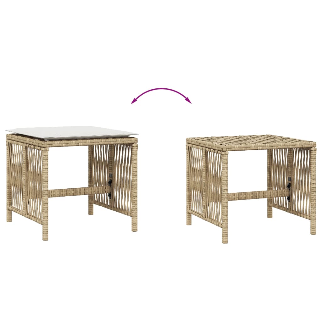 Bancos de jardim com almofadões 4 pcs 41x41x36 cm vime PE bege