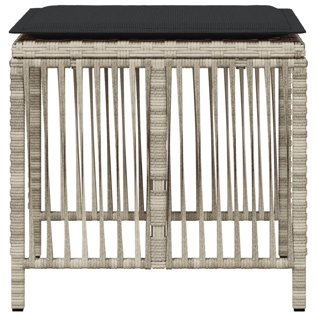 Bancos jardim c/ almofadões 4pcs 41x41x36cm vime PE cinza-claro