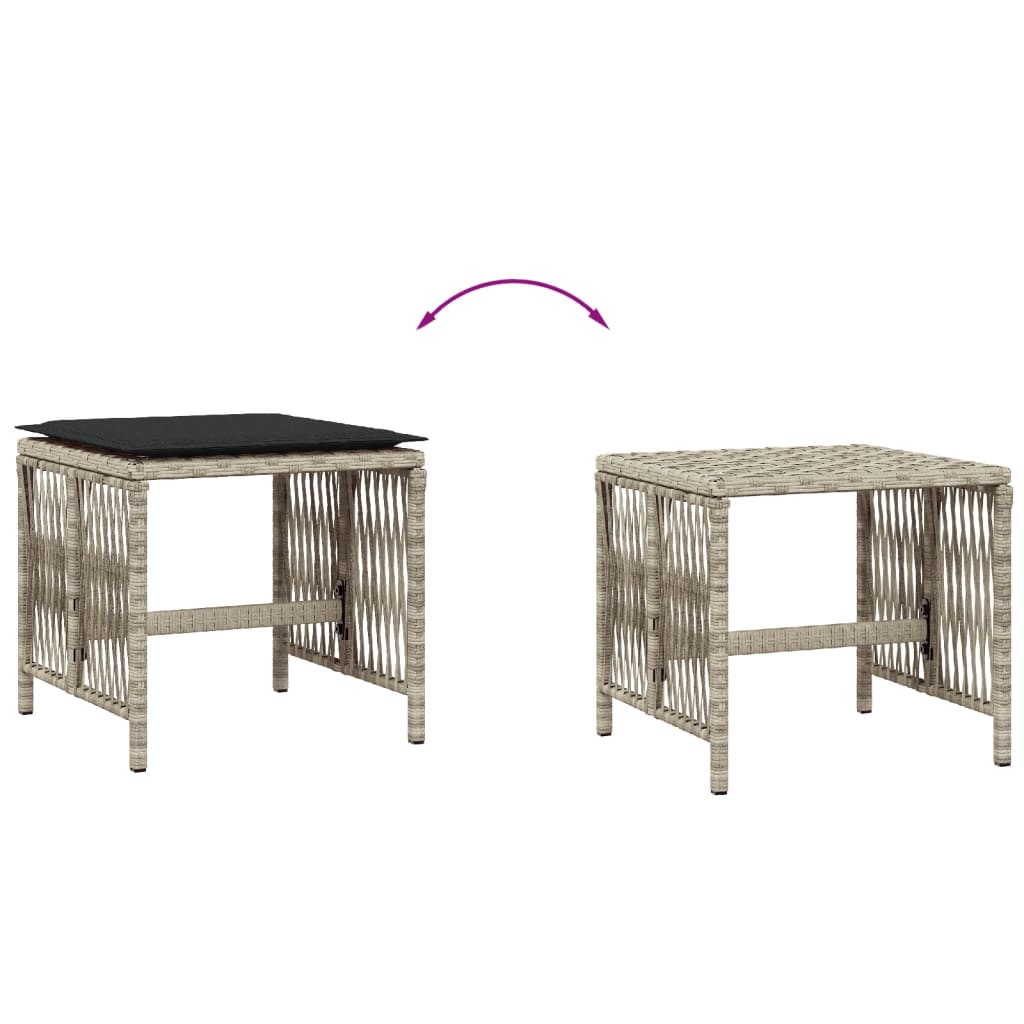 Bancos jardim c/ almofadões 4pcs 41x41x36cm vime PE cinza-claro