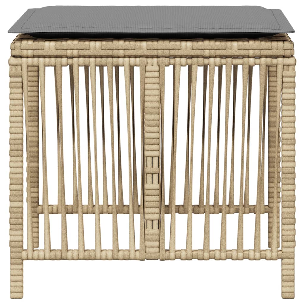 Bancos jardim almofadões 4 pcs 41x41x36 cm vime PE mistura bege