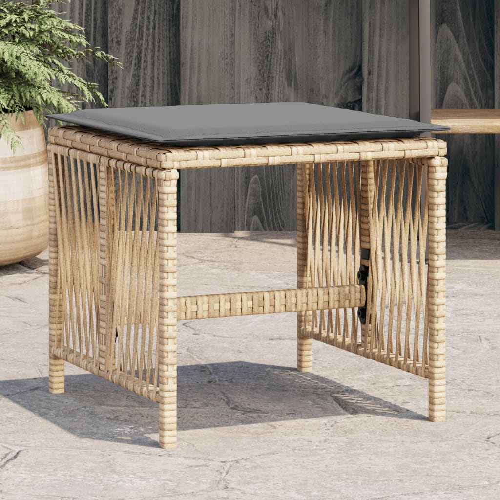 Bancos jardim almofadões 4 pcs 41x41x36 cm vime PE mistura bege