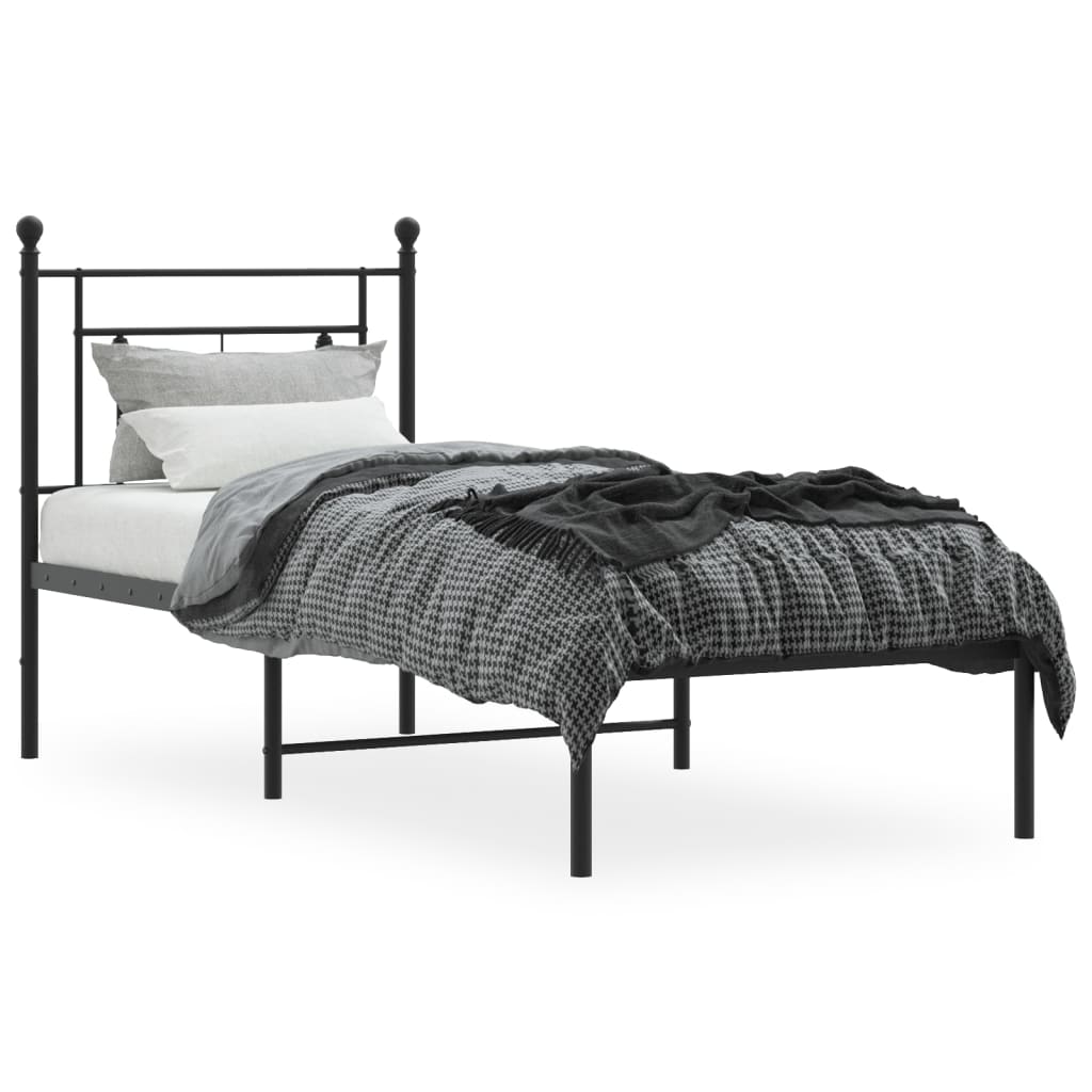 Estrutura de cama com cabeceira 80x200 cm metal preto