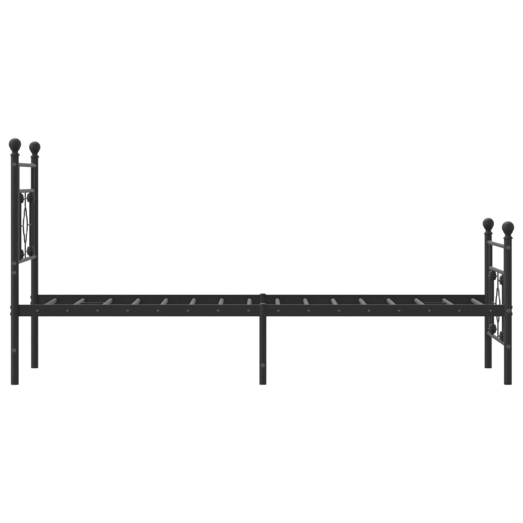 Estrutura de cama com cabeceira e pés 75x190 cm metal preto