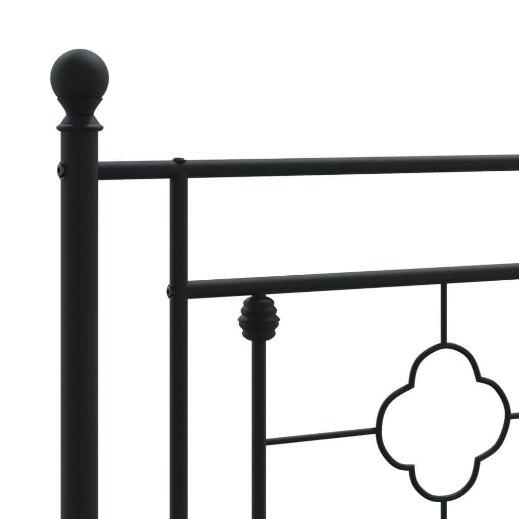 Estrutura de cama com cabeceira e pés 75x190 cm metal preto