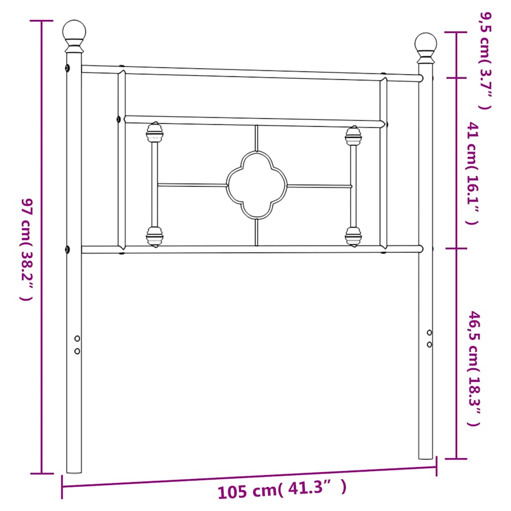Cabeceira de cama 100 cm metal preto