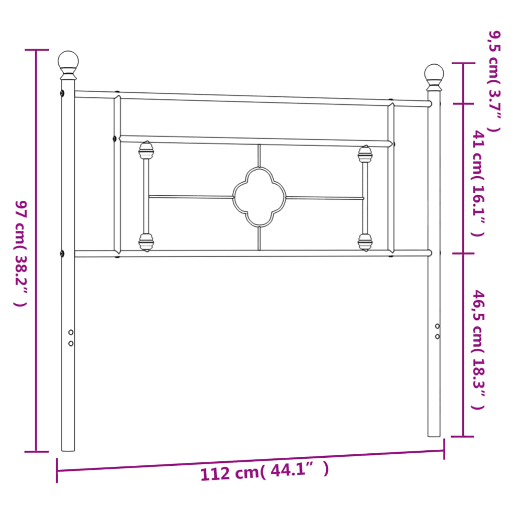 Cabeceira de cama 107 cm metal preto