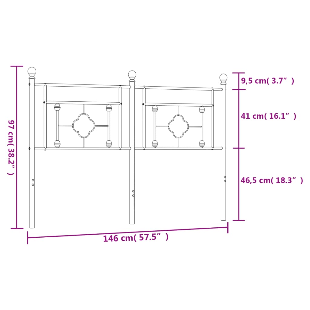 Cabeceira de cama 140 cm metal preto
