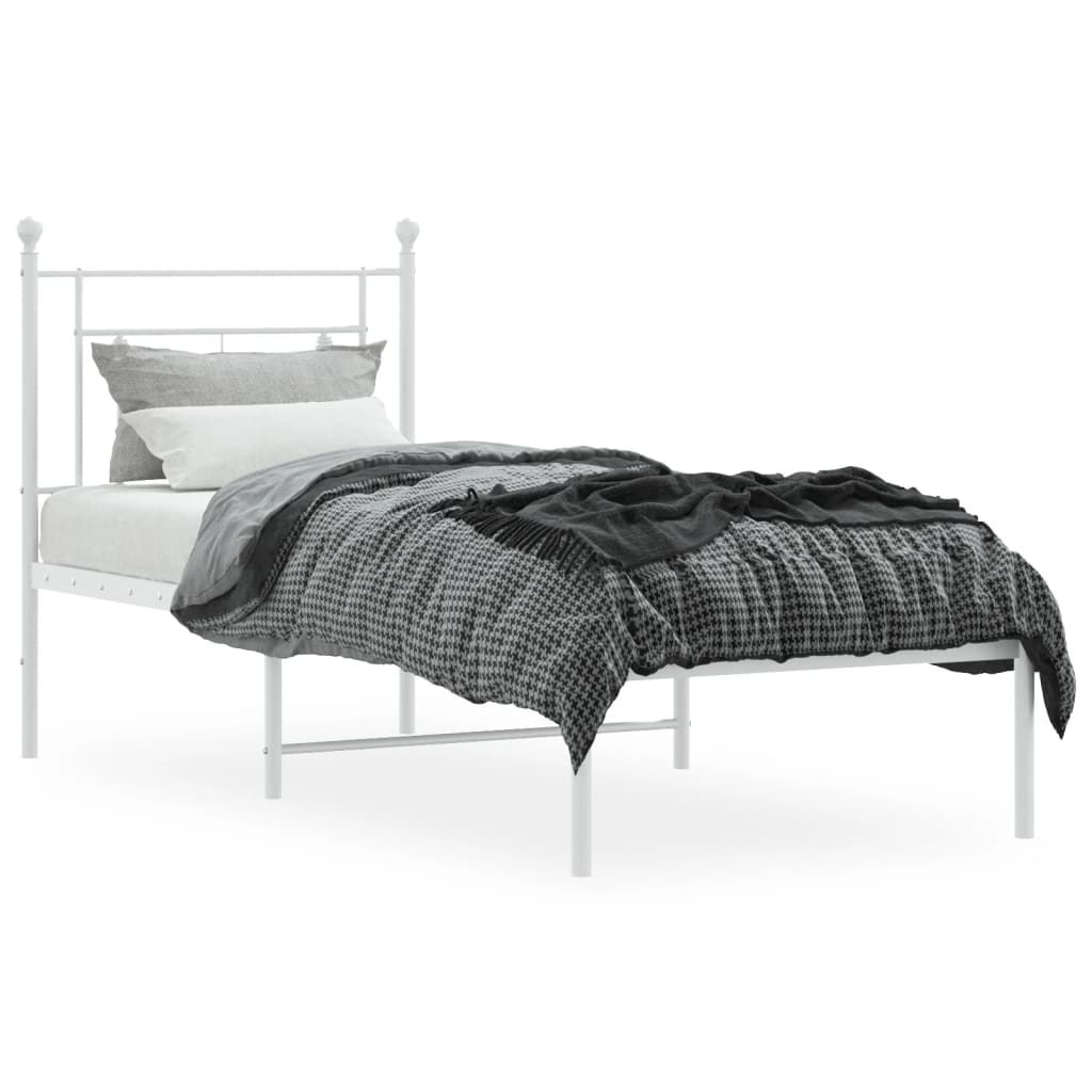 Estrutura de cama com cabeceira 80x200 cm metal branco