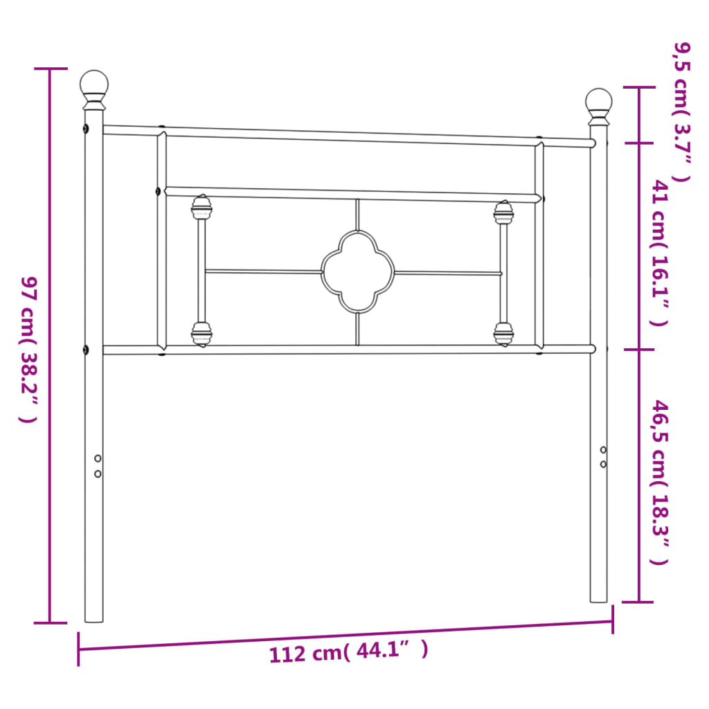 Cabeceira de cama 107 cm metal branco