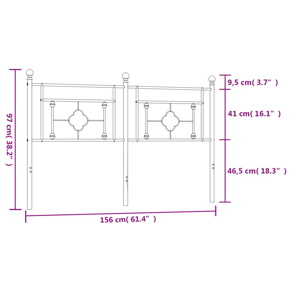 Cabeceira de cama 150 cm metal branco
