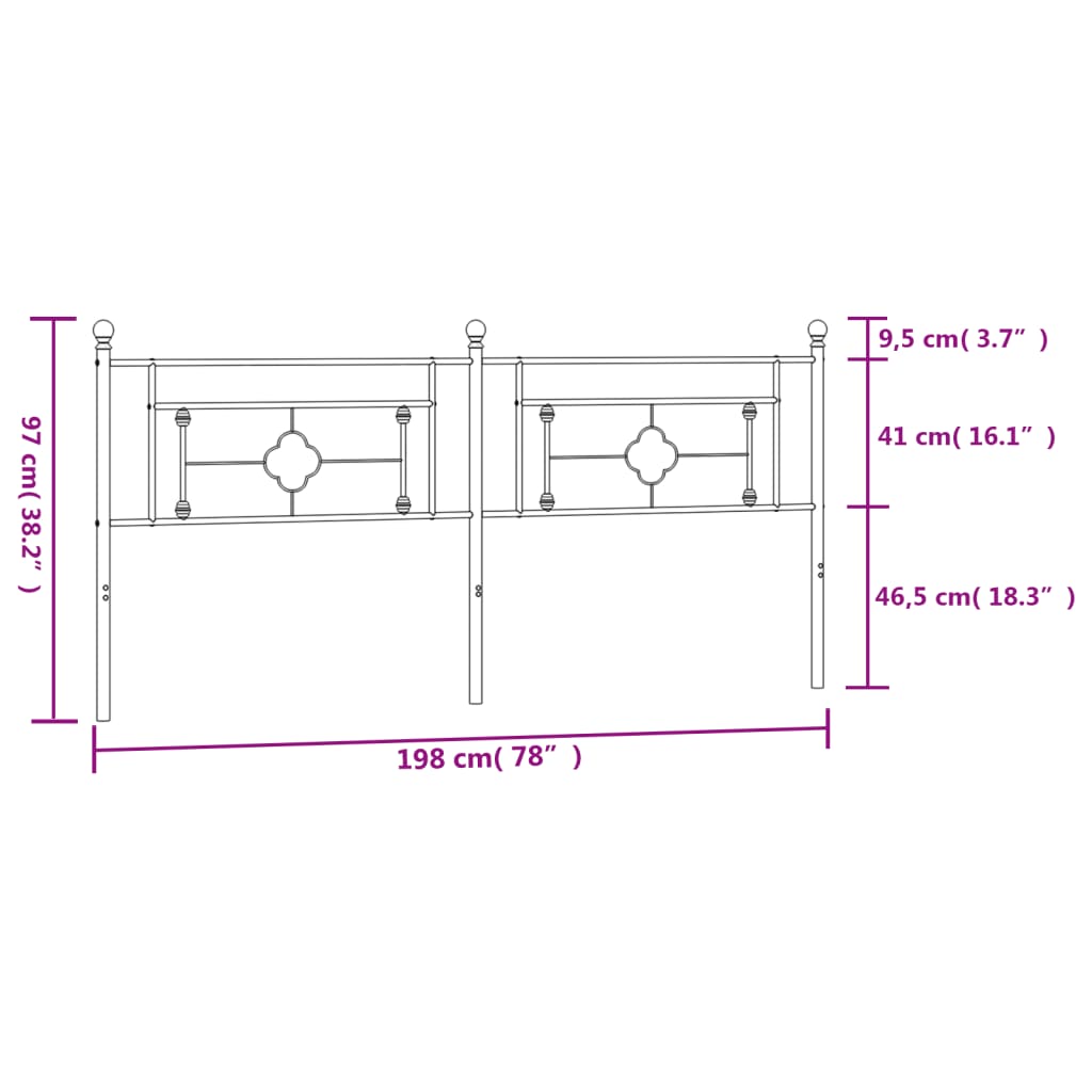 Cabeceira de cama 193 cm metal branco