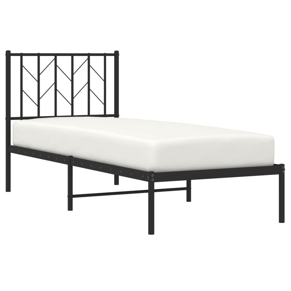 Estrutura de cama metal s/ colchão c/ cabeceira 75x190 cm preto