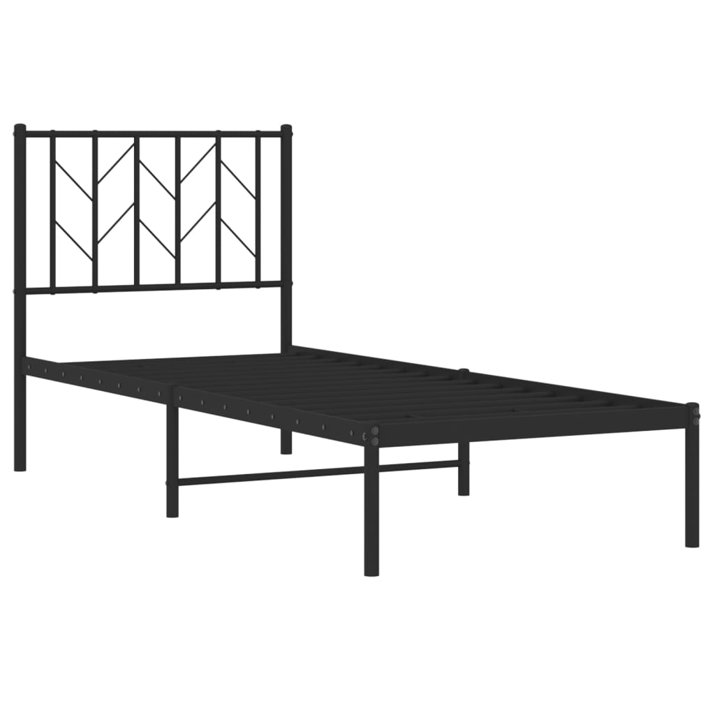 Estrutura de cama metal s/ colchão c/ cabeceira 75x190 cm preto