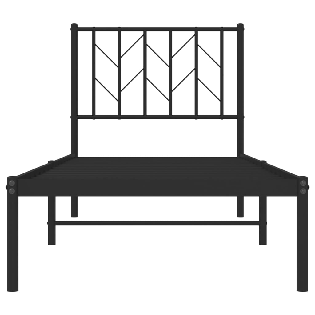 Estrutura de cama metal s/ colchão c/ cabeceira 75x190 cm preto