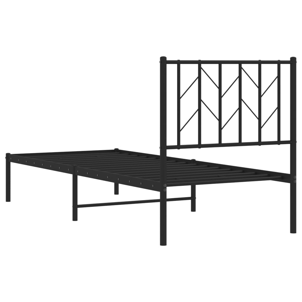 Estrutura de cama metal s/ colchão c/ cabeceira 75x190 cm preto