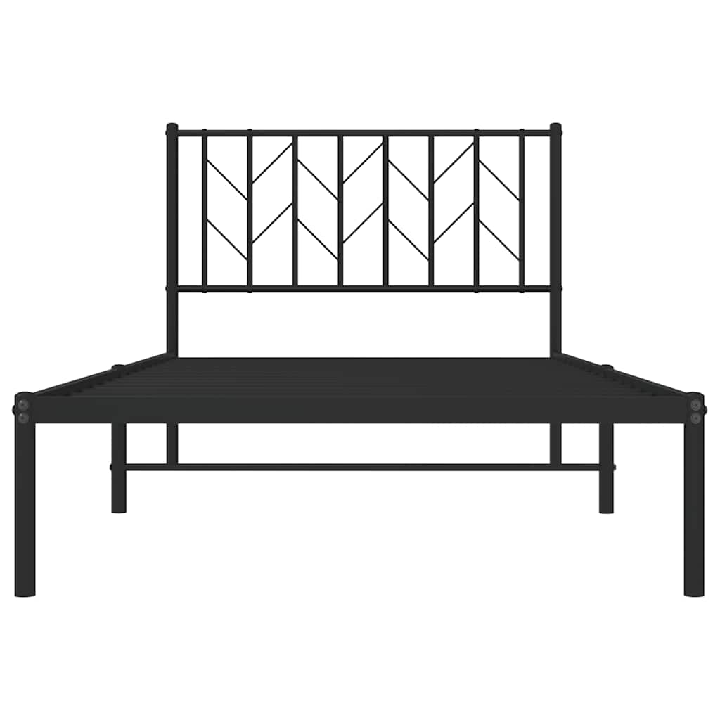 Estrutura de cama com cabeceira 100x200 cm metal preto