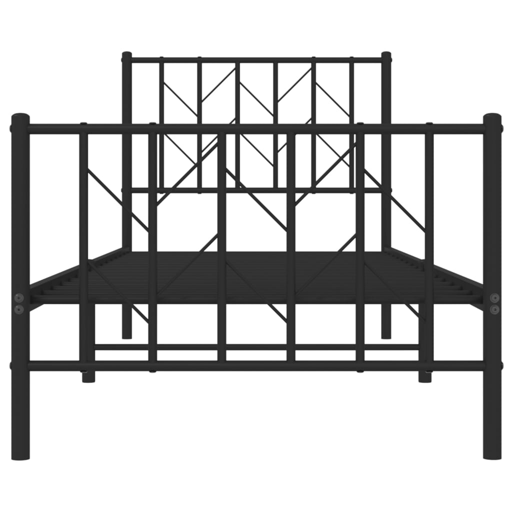 Estrutura de cama com cabeceira e pés 80x200 cm metal preto