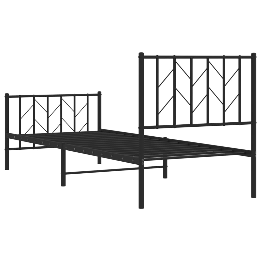 Estrutura de cama com cabeceira e pés 80x200 cm metal preto