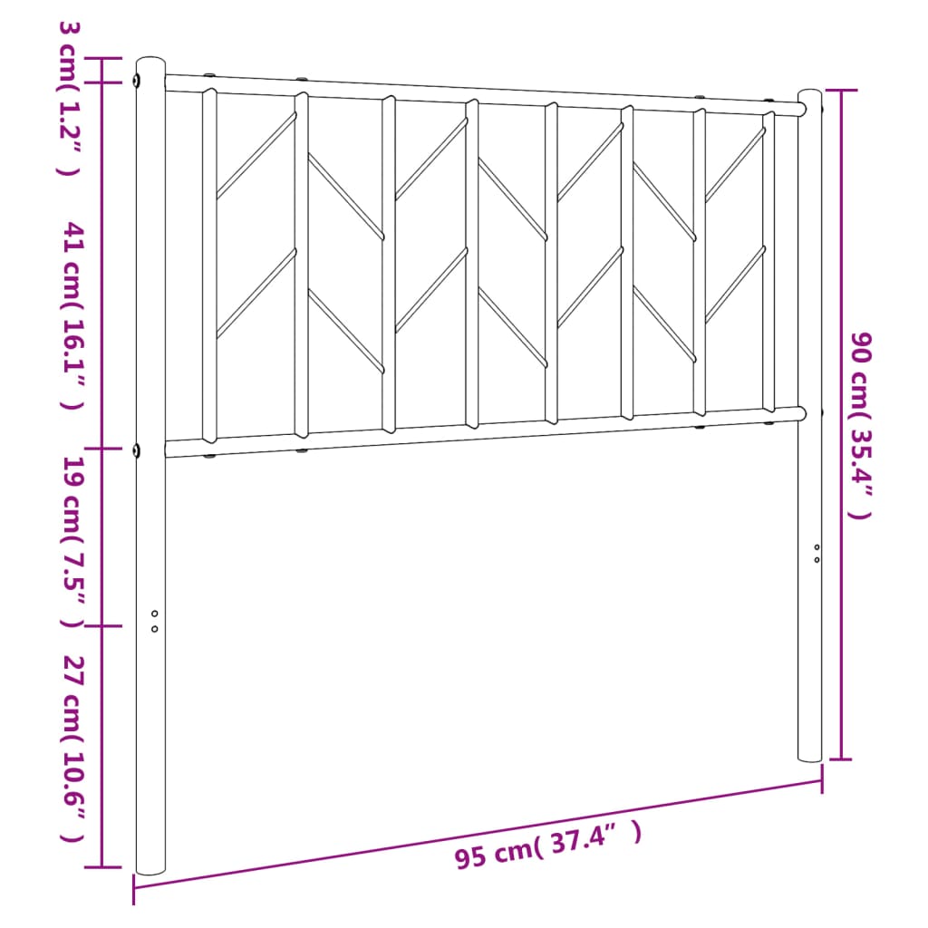 Cabeceira de cama 90 cm metal preto
