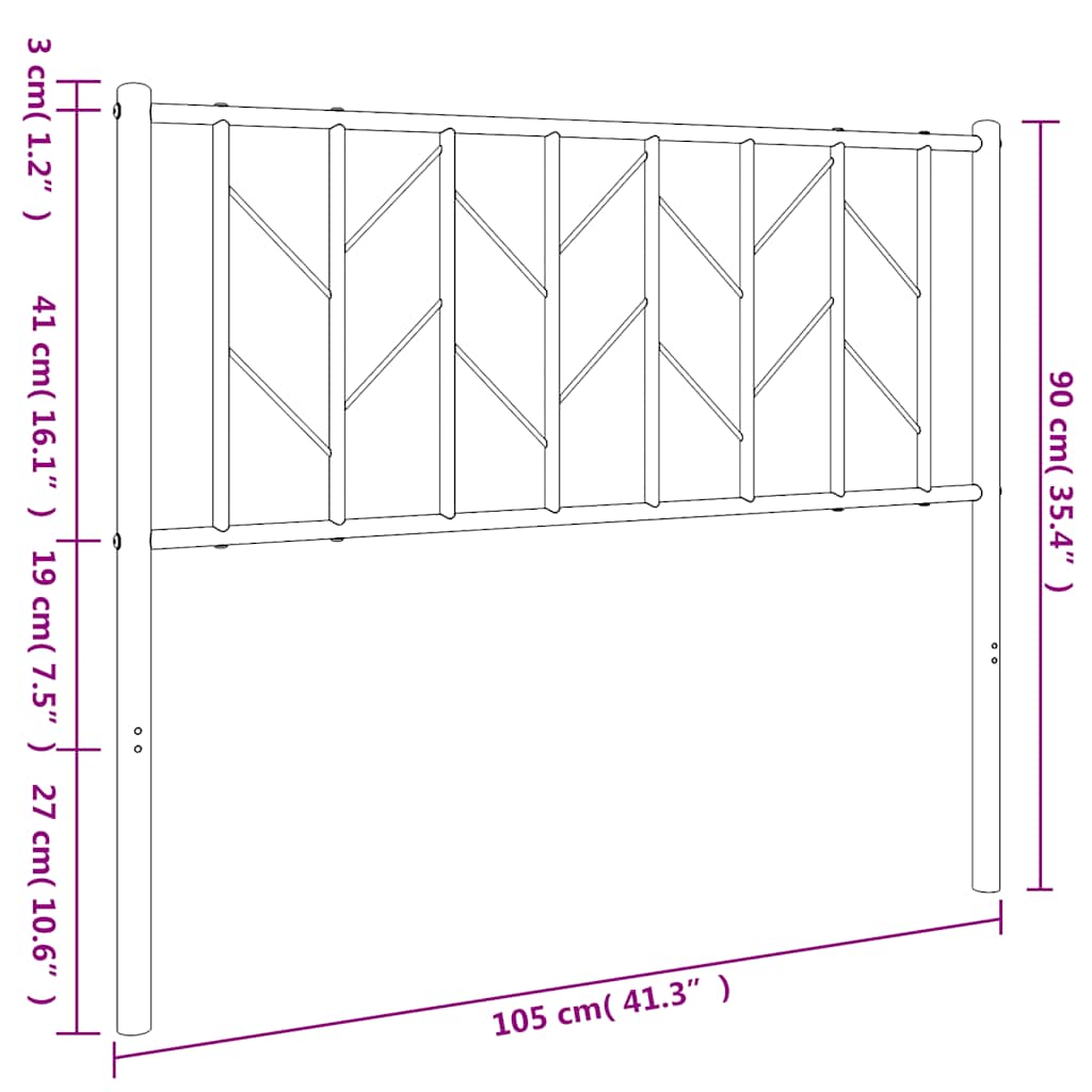 Cabeceira de cama 100 cm metal preto