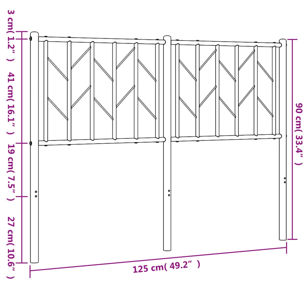Cabeceira de cama 120 cm metal branco