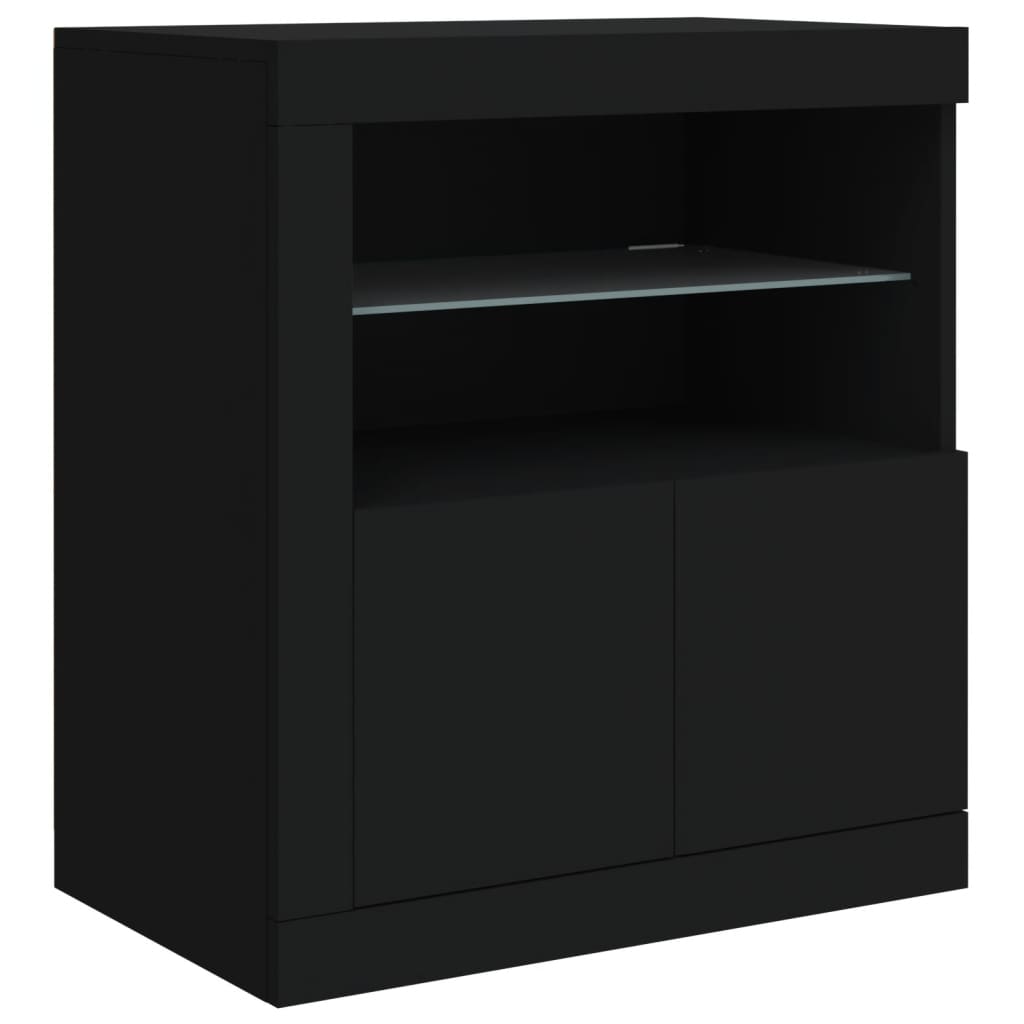 Aparador com luzes LED 60,5x37x67 cm preto