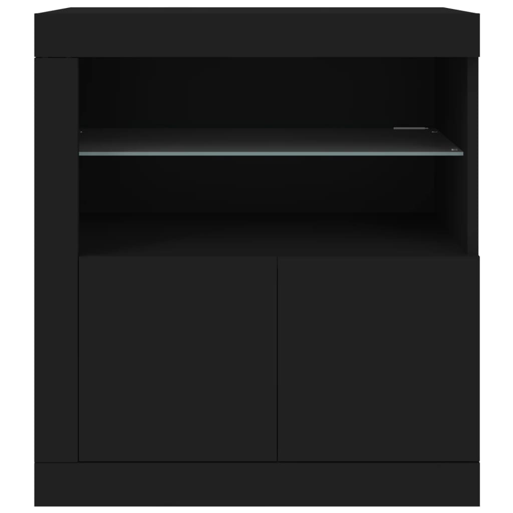 Aparador com luzes LED 60,5x37x67 cm preto