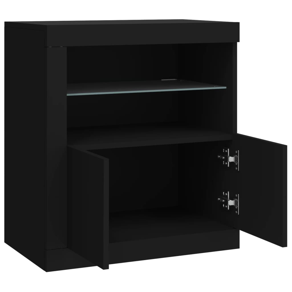 Aparador com luzes LED 60,5x37x67 cm preto