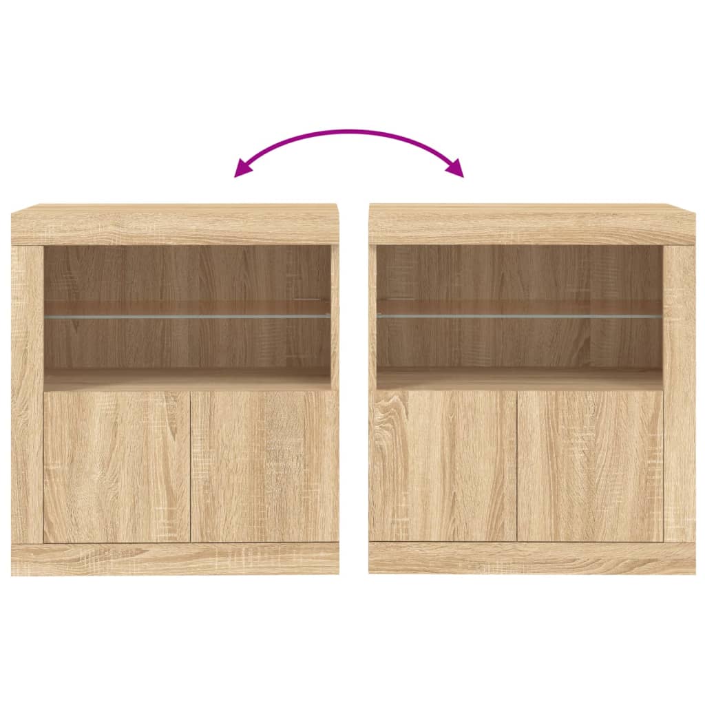 Aparador com luzes LED 60,5x37x67 cm carvalho sonoma
