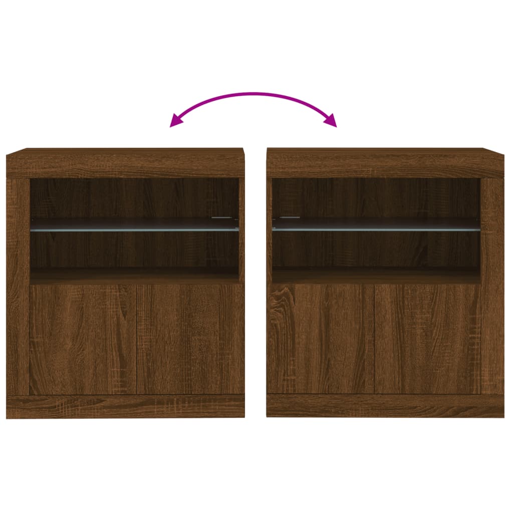 Aparador com luzes LED 60,5x37x67 cm carvalho castanho