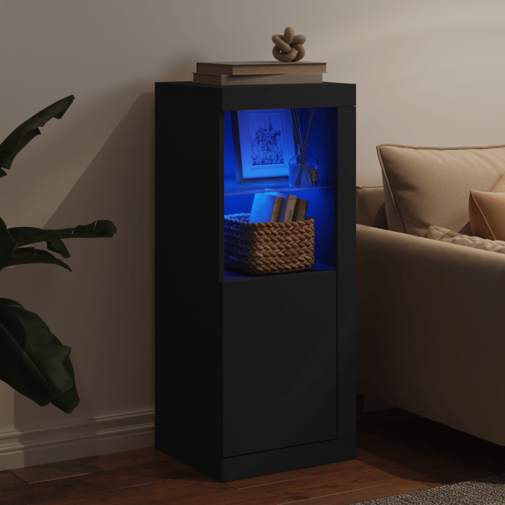 Aparador com luzes LED 41x37x100 cm preto