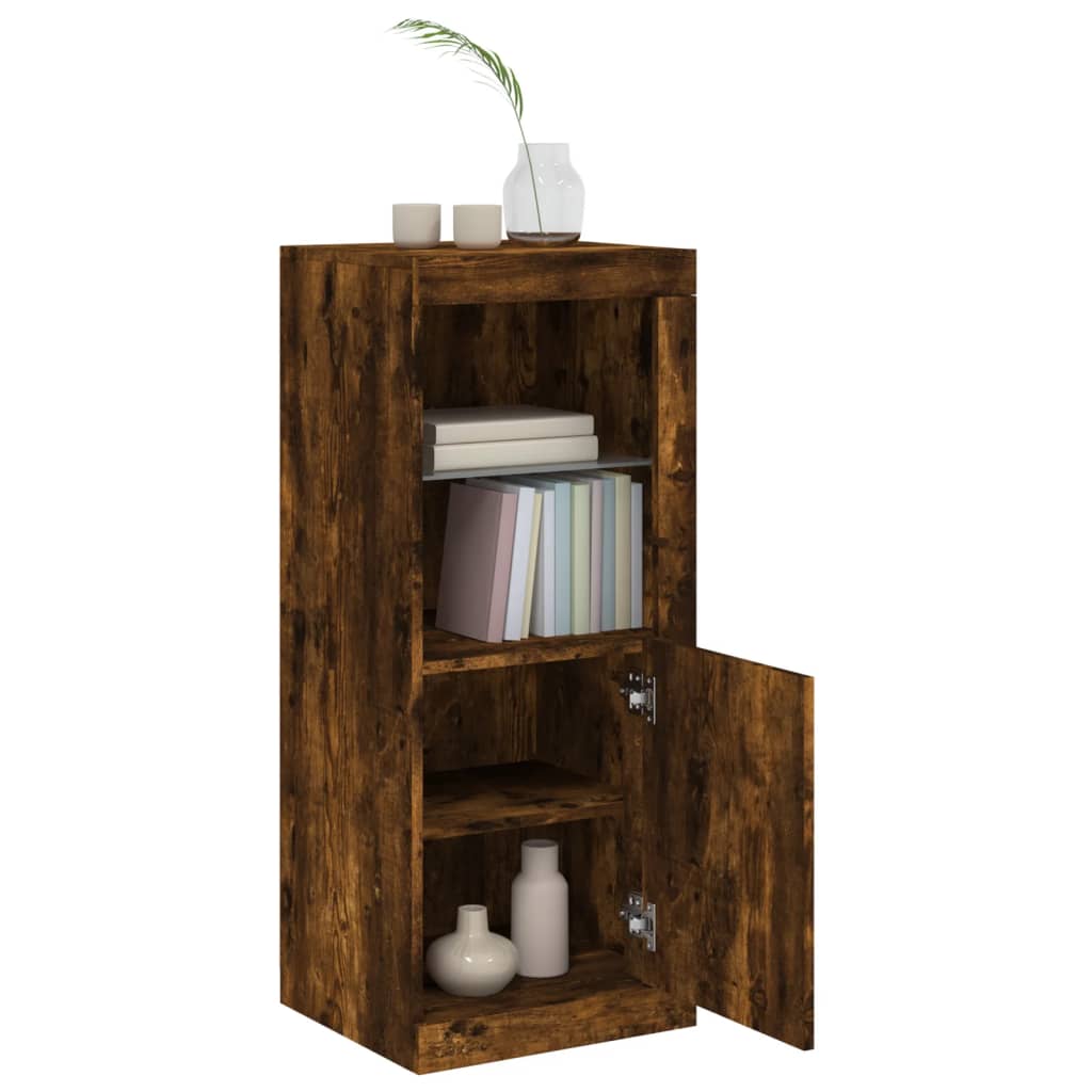 Aparador com luzes LED 41x37x100 cm carvalho fumado