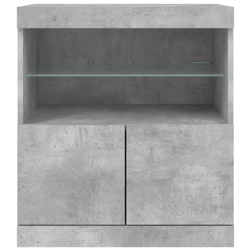 Aparador com luzes LED 60x37x67 cm cinzento cimento