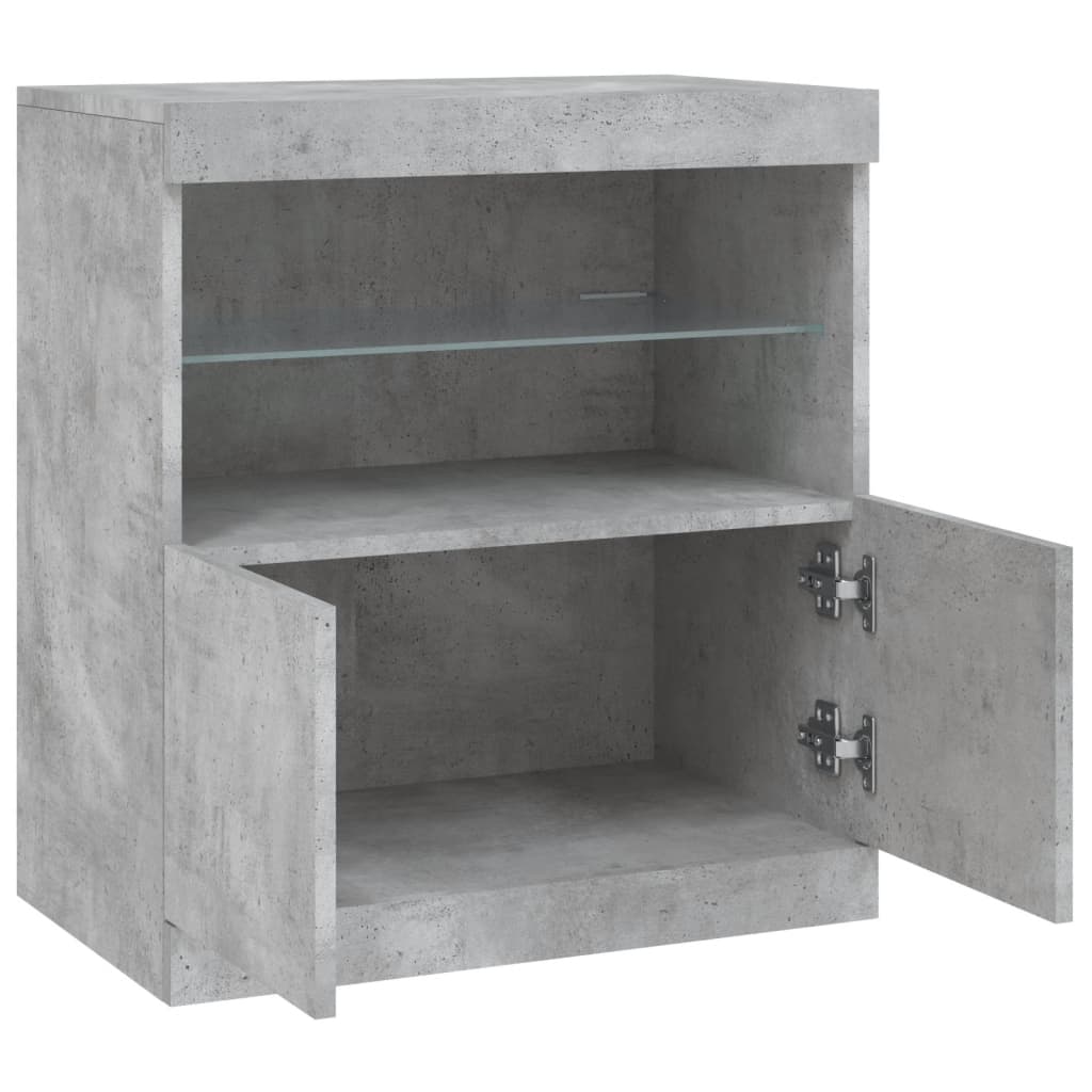 Aparador com luzes LED 60x37x67 cm cinzento cimento