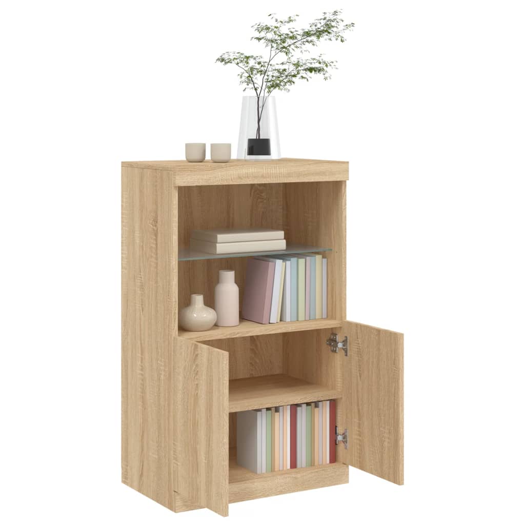 Aparador com luzes LED 60,5x37x100 cm carvalho sonoma