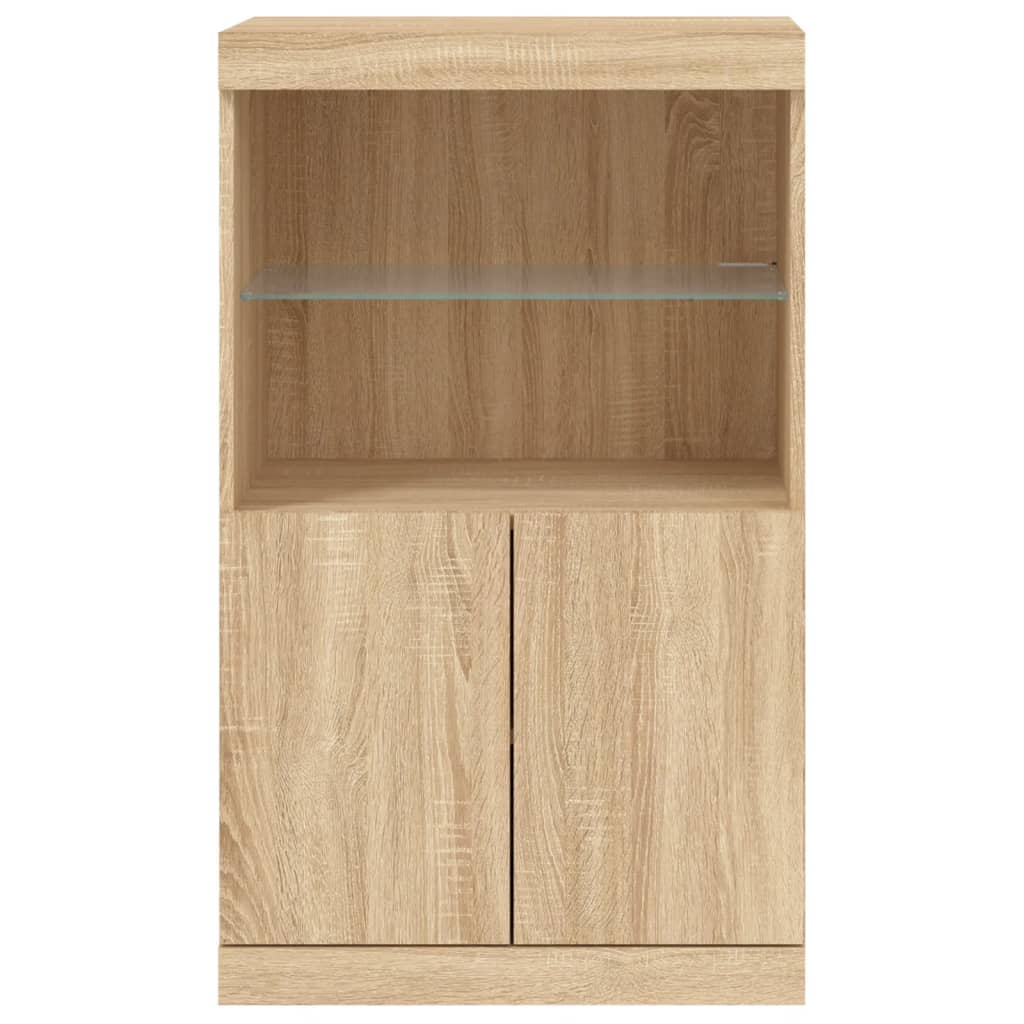 Aparador com luzes LED 60,5x37x100 cm carvalho sonoma