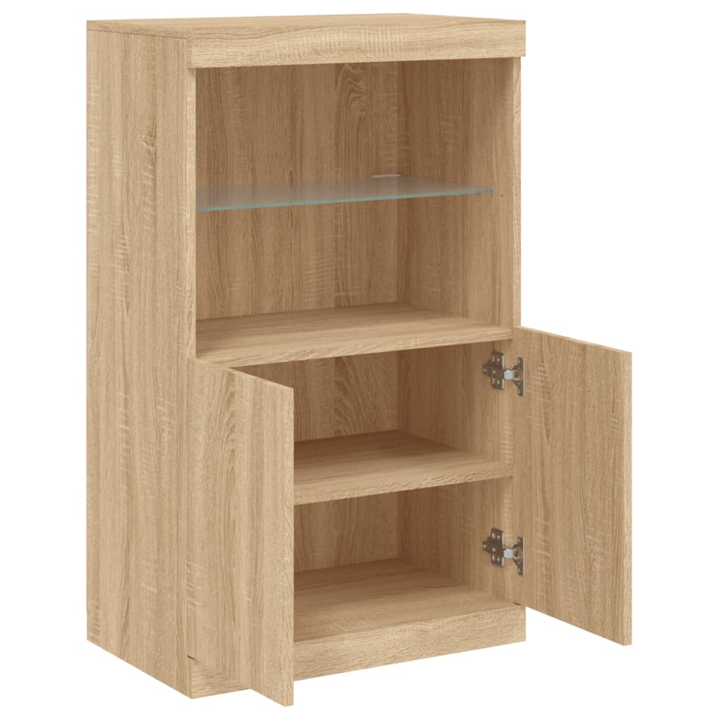 Aparador com luzes LED 60,5x37x100 cm carvalho sonoma