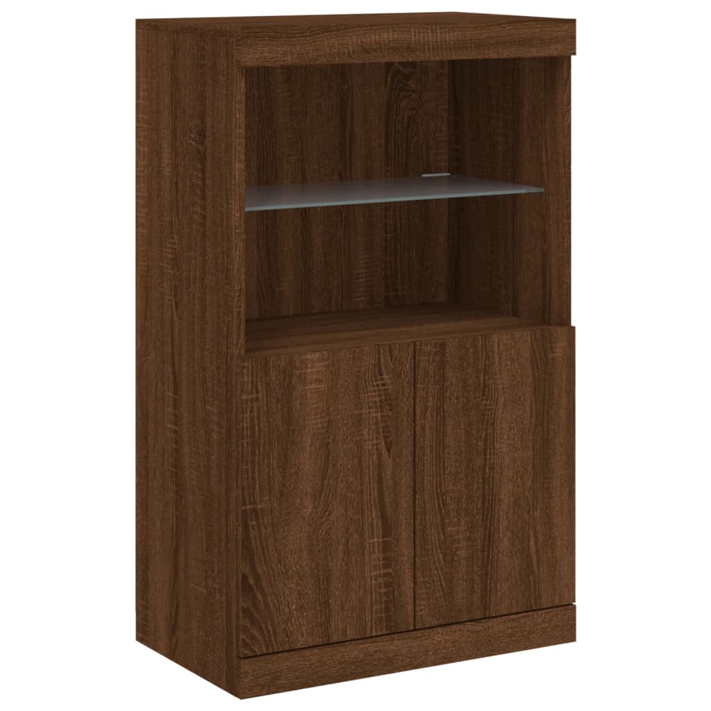 Aparador com luzes LED 60,5x37x100 cm carvalho castanho