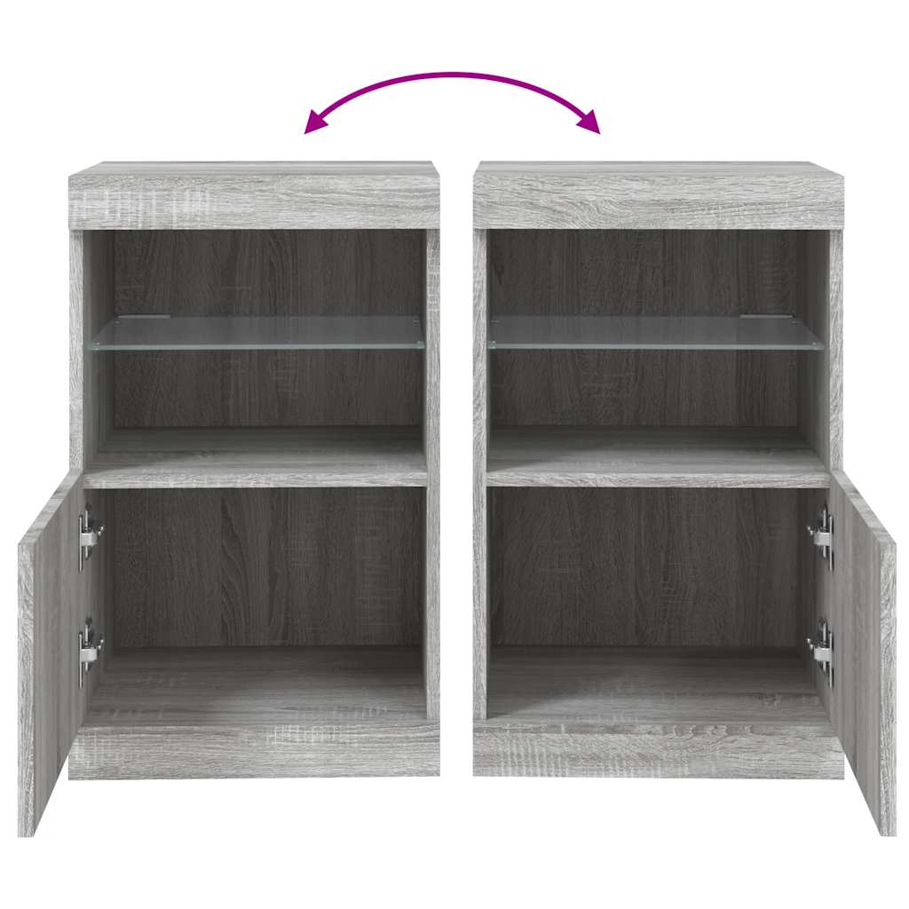 Aparador com luzes LED 41x37x67 cm cinzento sonoma