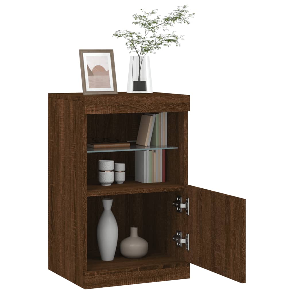 Aparador com luzes LED 41x37x67 cm carvalho castanho