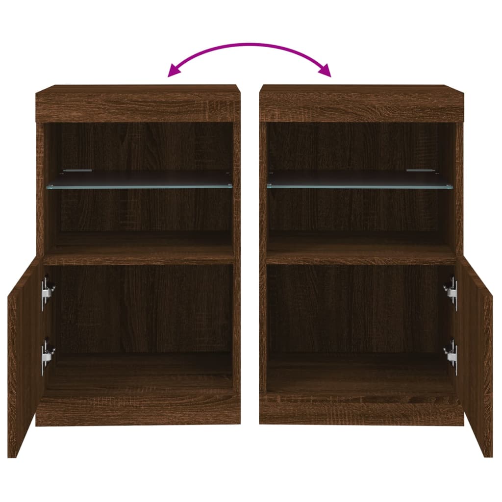 Aparador com luzes LED 41x37x67 cm carvalho castanho