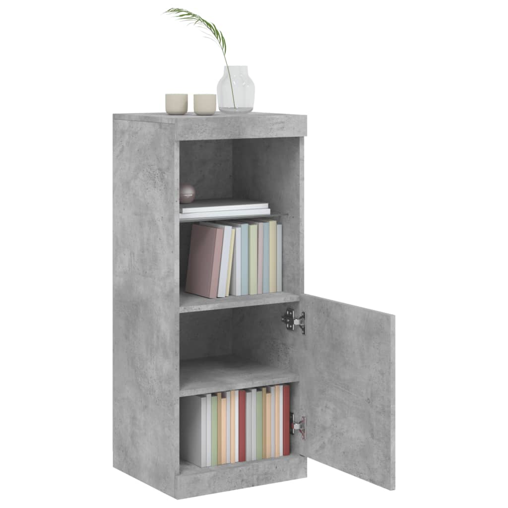 Aparador com luzes LED 41x37x100 cm cinzento cimento