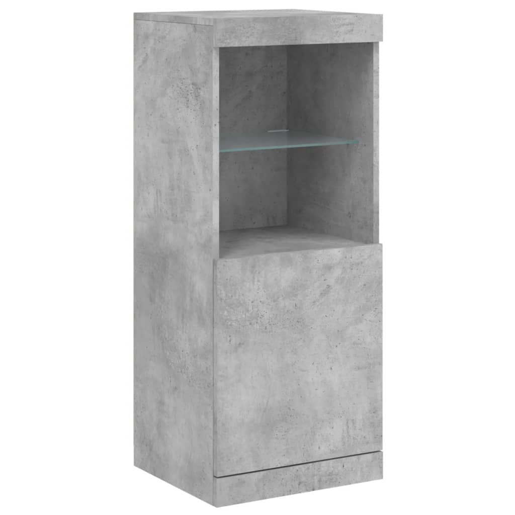 Aparador com luzes LED 41x37x100 cm cinzento cimento