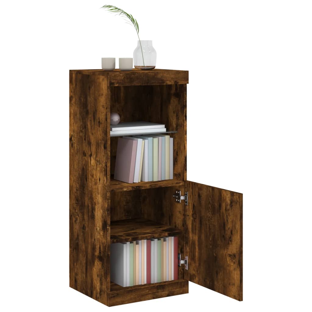 Aparador com luzes LED 41x37x100 cm carvalho fumado