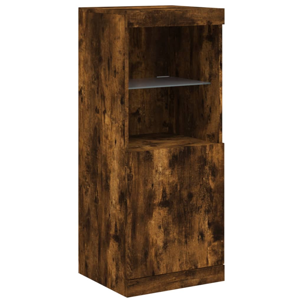 Aparador com luzes LED 41x37x100 cm carvalho fumado