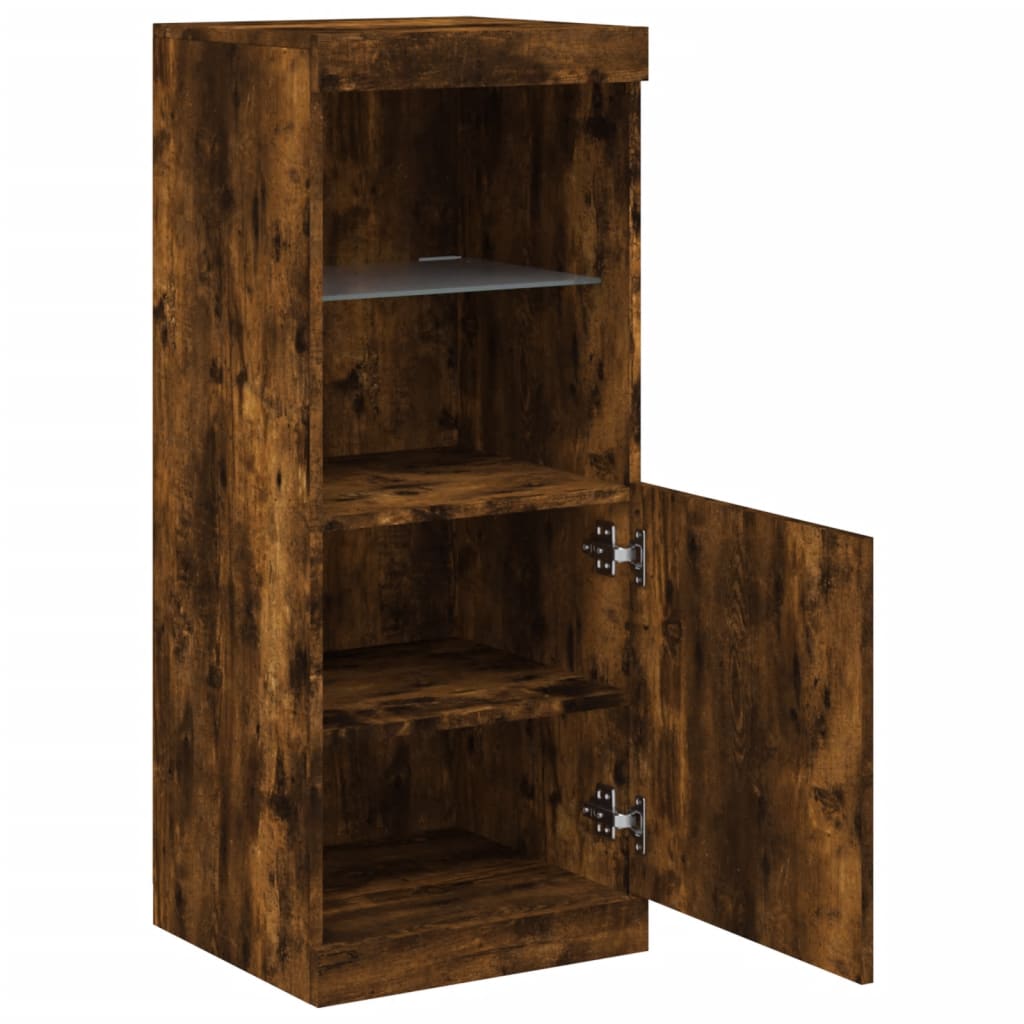 Aparador com luzes LED 41x37x100 cm carvalho fumado