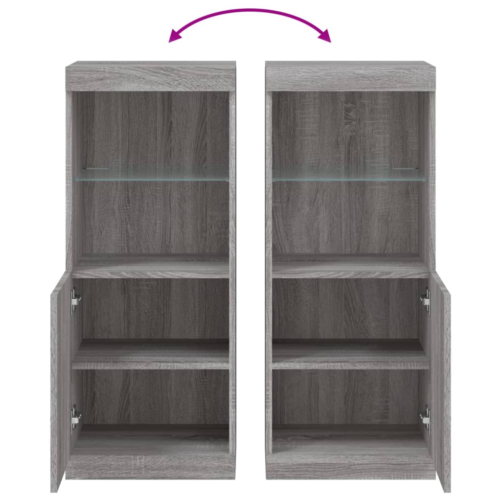 Aparador com luzes LED 41x37x100 cm cinzento sonoma