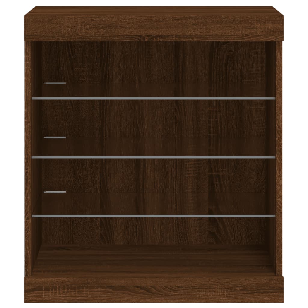 Aparador com luzes LED 60,5x37x67 cm carvalho castanho