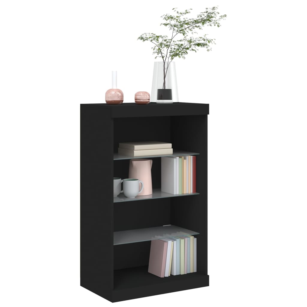 Aparador com luzes LED 60,5x37x100 cm preto