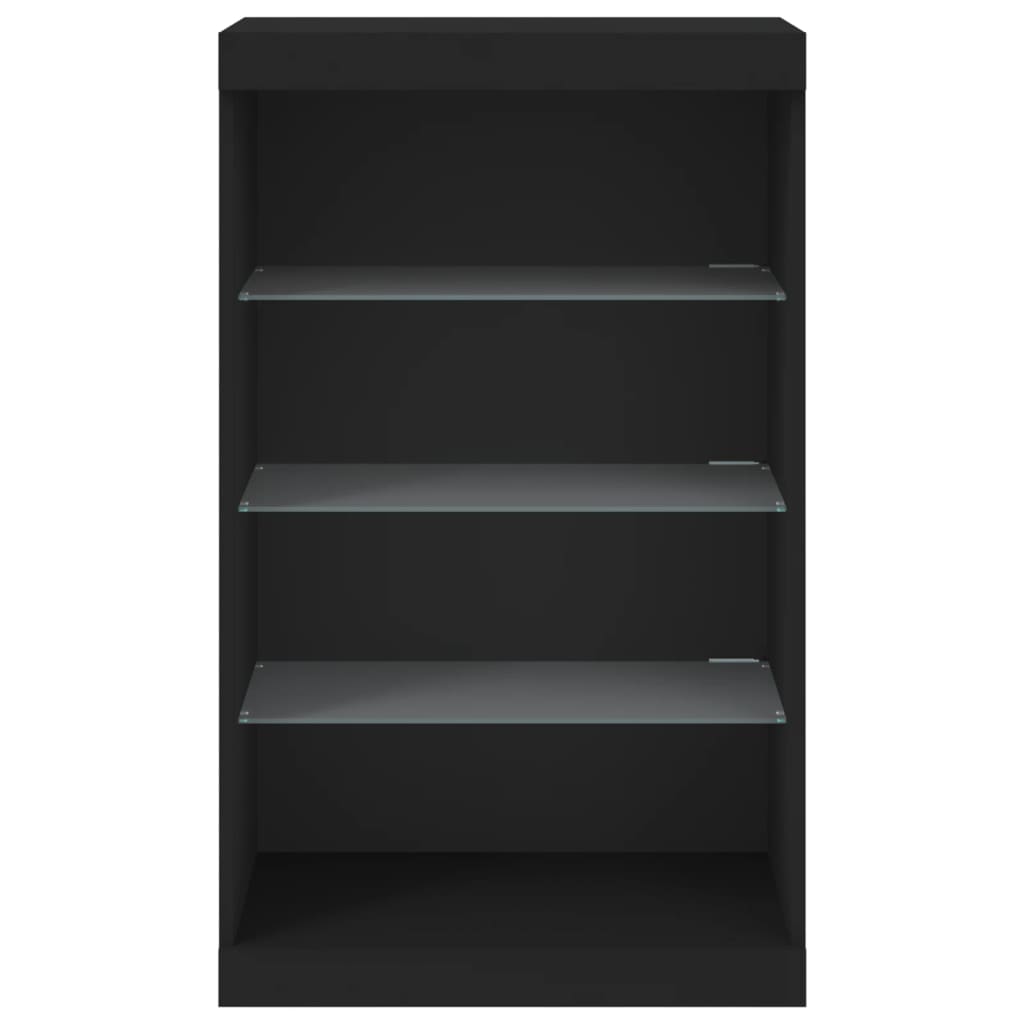 Aparador com luzes LED 60,5x37x100 cm preto